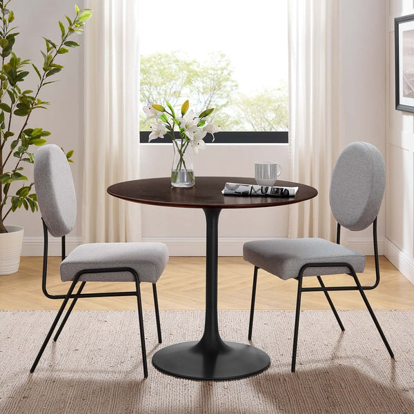 Modway Furniture Lippa 36" Round Wood Dining Table - Mid-Century Modern Design with Tapered Metal Base, Black Cherry EEI-4862-BLK-CHE