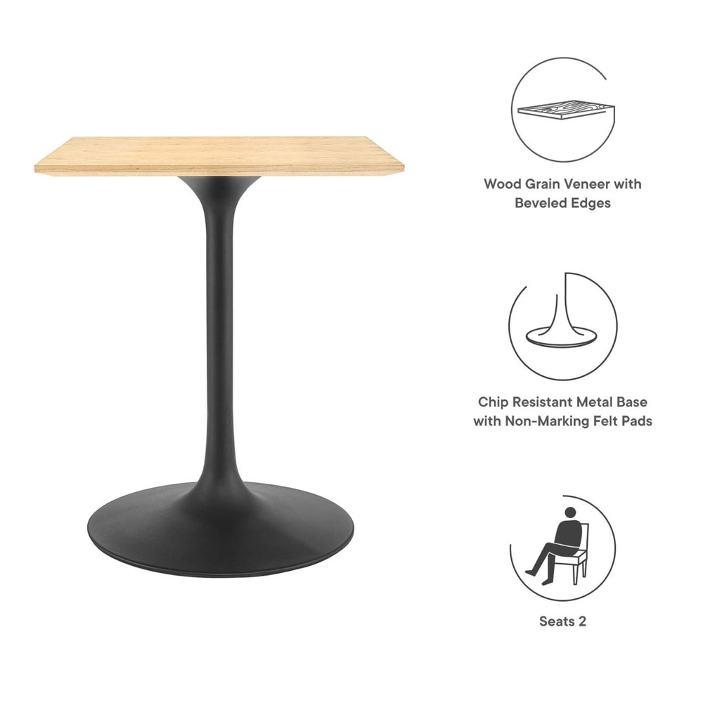 Modway Furniture Lippa 24" Square Dining Table - Modern Black Natural Design for Small Spaces & Multifunctional Use EEI-4864-BLK-NAT