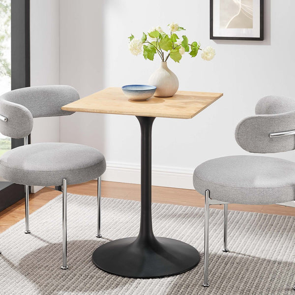 Modway Furniture Lippa 24" Square Dining Table - Modern Black Natural Design for Small Spaces & Multifunctional Use EEI-4864-BLK-NAT