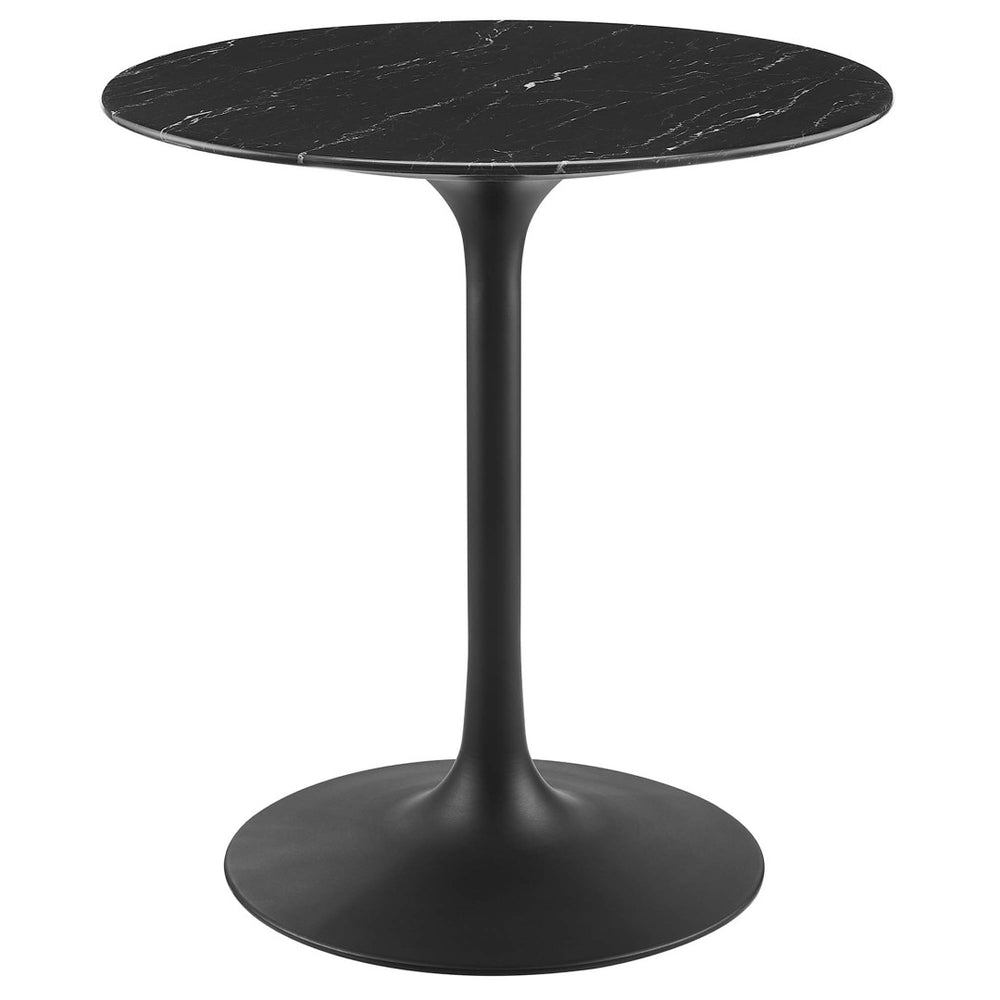 Modway Furniture Lippa 28" Round Faux Marble Dining Table - Modern Pedestal Design for Small Spaces & Stylish Dining EEI-4867-BLK-BLK