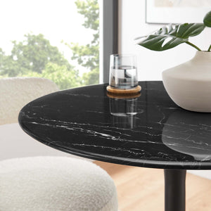 Modway Furniture Lippa 28" Round Faux Marble Dining Table - Modern Pedestal Design for Small Spaces & Stylish Dining EEI-4867-BLK-BLK
