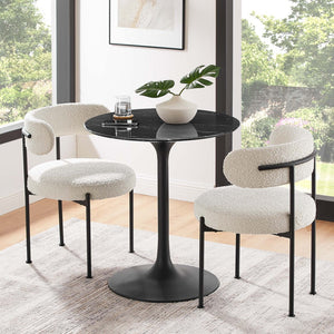 Modway Furniture Lippa 28" Round Faux Marble Dining Table - Modern Pedestal Design for Small Spaces & Stylish Dining EEI-4867-BLK-BLK