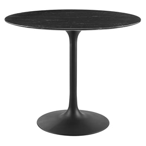 Modway Furniture Lippa 36" Round Faux Marble Dining Table – Elegant Mid-Century Modern Design for Small Spaces EEI-4868-BLK-BLK