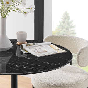 Modway Furniture Lippa 36" Round Faux Marble Dining Table – Elegant Mid-Century Modern Design for Small Spaces EEI-4868-BLK-BLK