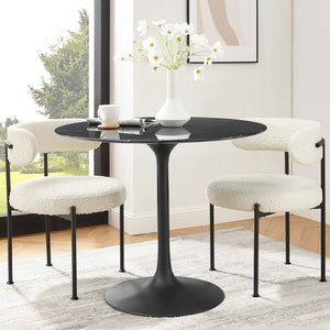 Modway Furniture Lippa 36" Round Faux Marble Dining Table – Elegant Mid-Century Modern Design for Small Spaces EEI-4868-BLK-BLK