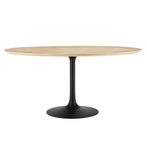 Modway Furniture Lippa 60" Round Wood Dining Table - Mid-Century Modern Design, Sleek Metal Base & Warm Finish EEI-4873-BLK-NAT