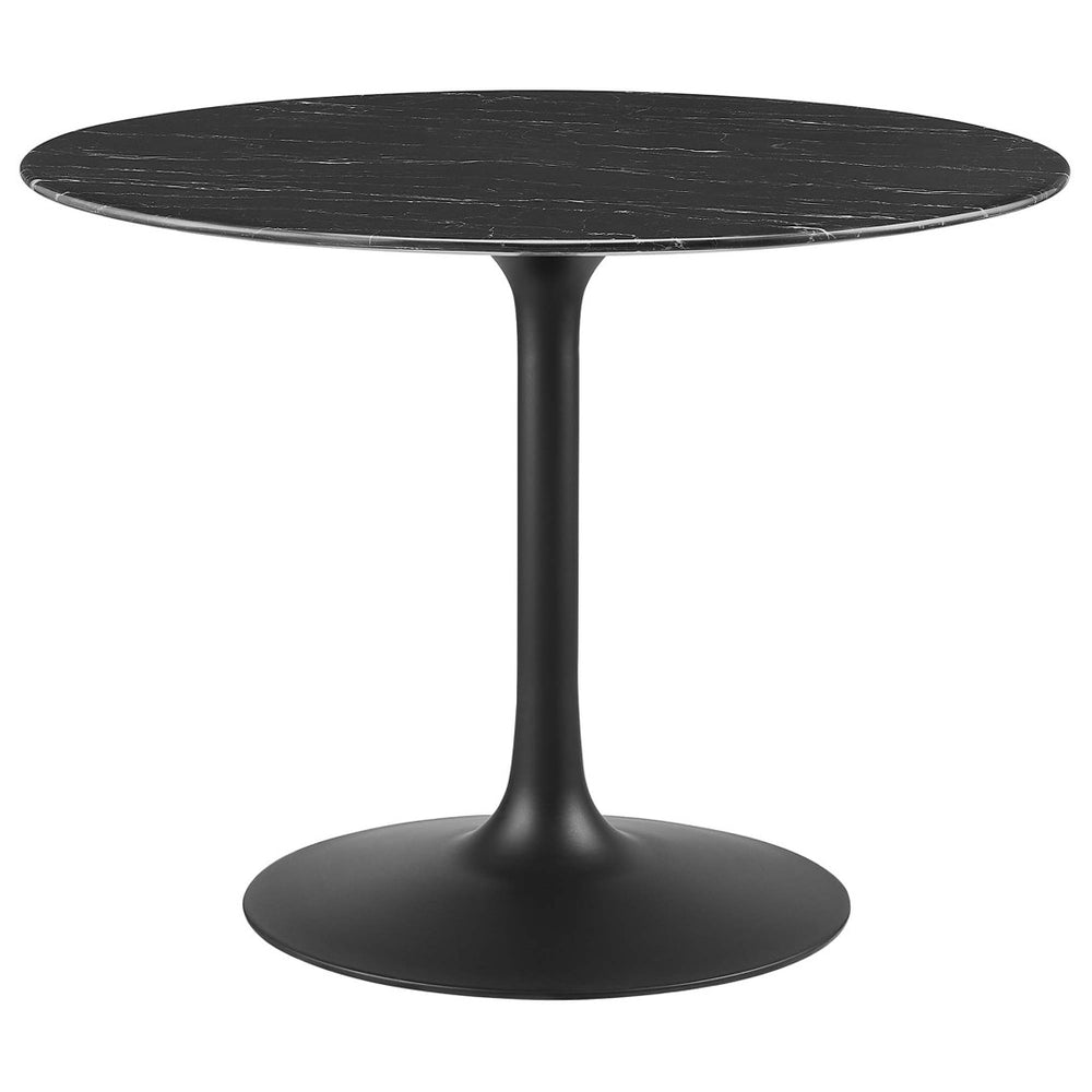 Modway Furniture Lippa 40" Round Faux Marble Dining Table - Sleek Pedestal Design, Modern Elegance for Any Space EEI-4876-BLK-BLK