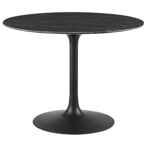 Modway Furniture Lippa 40" Round Faux Marble Dining Table - Sleek Pedestal Design, Modern Elegance for Any Space EEI-4876-BLK-BLK