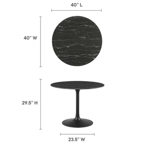 Modway Furniture Lippa 40" Round Faux Marble Dining Table - Sleek Pedestal Design, Modern Elegance for Any Space EEI-4876-BLK-BLK