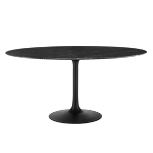 Modway Furniture Lippa 60" Round Faux Marble Dining Table – Modern Pedestal Design for Stylish Gatherings & Durability EEI-4879-BLK-BLK