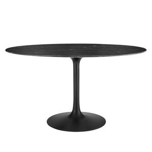 Modway Furniture Lippa 54" Oval Faux Marble Dining Table - Mid-Century Design with Sturdy Metal Base & Comfort Seating EEI-4880-BLK-BLK