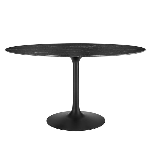 Modway Furniture Lippa 54" Oval Faux Marble Dining Table - Mid-Century Design with Sturdy Metal Base & Comfort Seating EEI-4880-BLK-BLK
