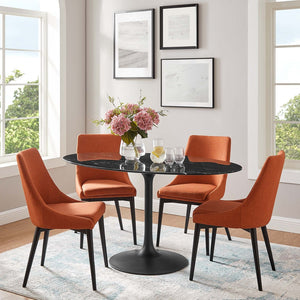 Modway Furniture Lippa 60" Oval Faux Marble Dining Table - Modern Mid-Century Design, Seats 6, Easy Assembly & Durable EEI-4881-BLK-BLK