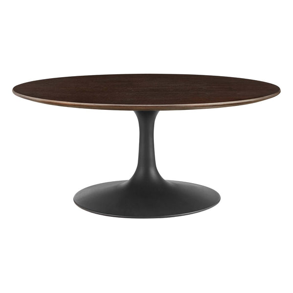 Modway Furniture Lippa 36" Round Wood Coffee Table - Mid-Century Modern Design, Stylish Centerpiece for Any Space EEI-4882-BLK-CHE