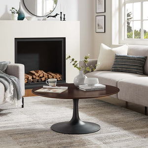 Modway Furniture Lippa 36" Round Wood Coffee Table - Mid-Century Modern Design, Stylish Centerpiece for Any Space EEI-4882-BLK-CHE