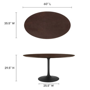 Modway Furniture Lippa 60" Oval Wood Dining Table - Mid-Century Modern Black Cherry Walnut Design for Six Guests EEI-4887-BLK-CHE