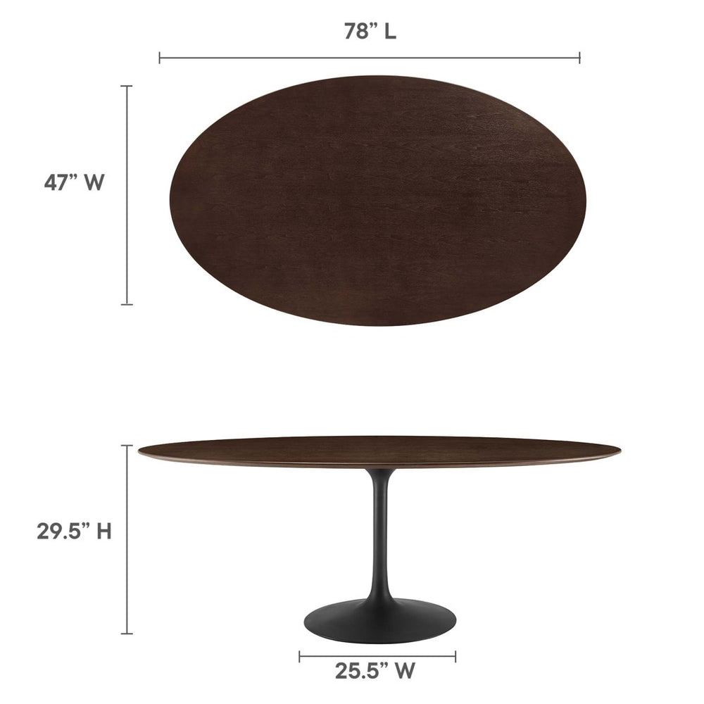 Modway Furniture Lippa Oval Wood Dining Table - Mid-Century Modern Charm with Black Cherry Walnut Finish, Seats 6 EEI-4888-BLK-CHE