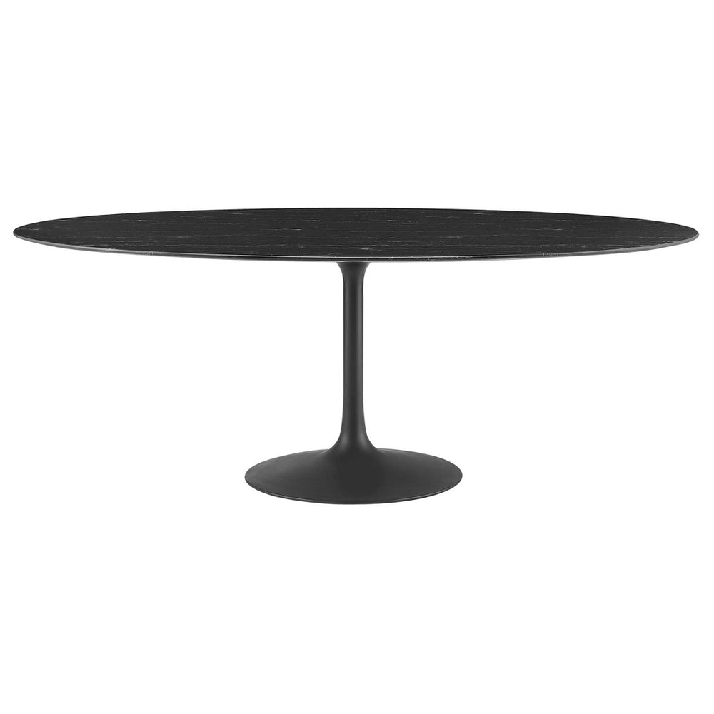 Modway Furniture Lippa 78" Oval Faux Marble Dining Table - Mid-Century Style Centerpiece for Modern Dining Spaces EEI-4889-BLK-BLK