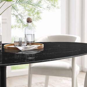 Modway Furniture Lippa 78" Oval Faux Marble Dining Table - Mid-Century Style Centerpiece for Modern Dining Spaces EEI-4889-BLK-BLK