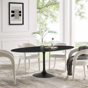 Modway Furniture Lippa 78" Oval Faux Marble Dining Table - Mid-Century Style Centerpiece for Modern Dining Spaces EEI-4889-BLK-BLK