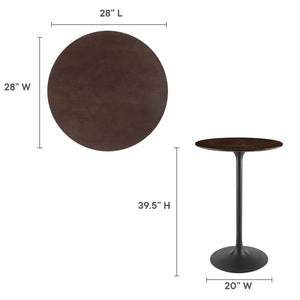 Modway Furniture Lippa 28" Round Wood Bar Table - Sleek Mid-Century Design for Modern Dining & Entertaining Spaces EEI-4890-BLK-CHE