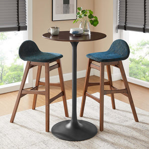 Modway Furniture Lippa 28" Round Wood Bar Table - Sleek Mid-Century Design for Modern Dining & Entertaining Spaces EEI-4890-BLK-CHE