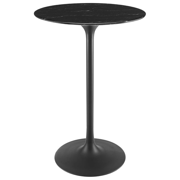 Modway Furniture Lippa 28" Round Faux Marble Bar Table – Mid-Century Modern Design for Cozy Dining Spaces & Style EEI-4892-BLK-BLK