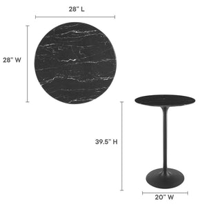 Modway Furniture Lippa 28" Round Faux Marble Bar Table – Mid-Century Modern Design for Cozy Dining Spaces & Style EEI-4892-BLK-BLK