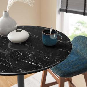 Modway Furniture Lippa 28" Round Faux Marble Bar Table – Mid-Century Modern Design for Cozy Dining Spaces & Style EEI-4892-BLK-BLK