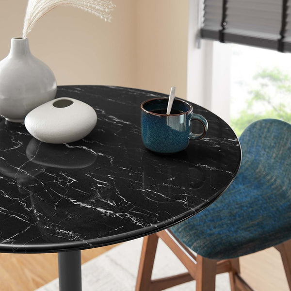 Modway Furniture Lippa 28" Round Faux Marble Bar Table – Mid-Century Modern Design for Cozy Dining Spaces & Style EEI-4892-BLK-BLK