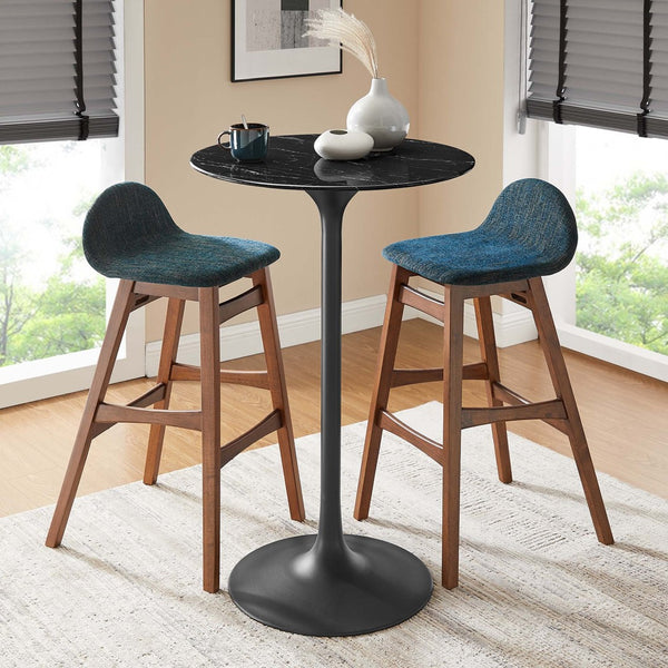 Modway Furniture Lippa 28" Round Faux Marble Bar Table – Mid-Century Modern Design for Cozy Dining Spaces & Style EEI-4892-BLK-BLK