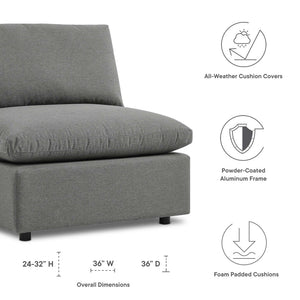 Modway Furniture Commix Overstuffed Outdoor Patio Armless Chair for Ultimate Comfort and Stylish Relaxation Anywhere Charcoal EEI-4902-CHA