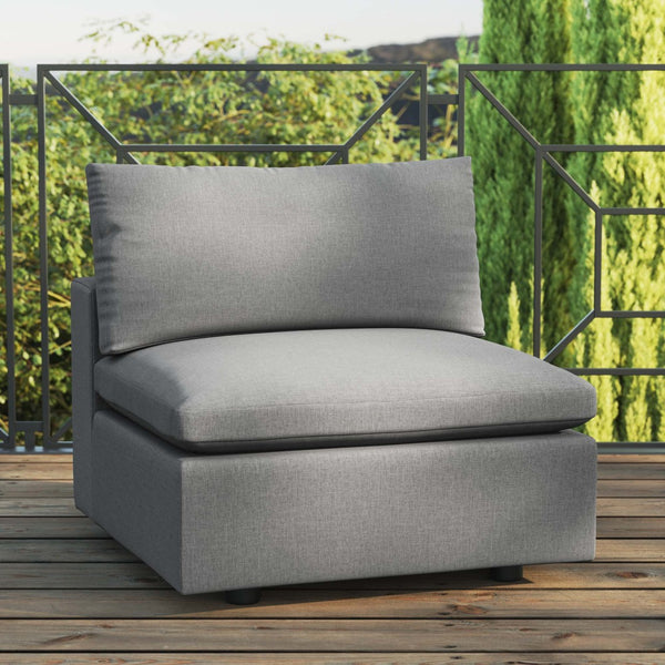 Modway Furniture Commix Overstuffed Outdoor Patio Armless Chair for Ultimate Comfort and Stylish Relaxation Anywhere Charcoal EEI-4902-CHA