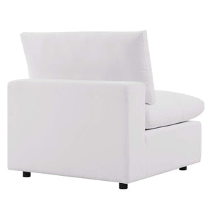 Modway Furniture Commix Overstuffed Outdoor Patio Armless Chair for Ultimate Comfort and Stylish Relaxation Anywhere White EEI-4902-WHI