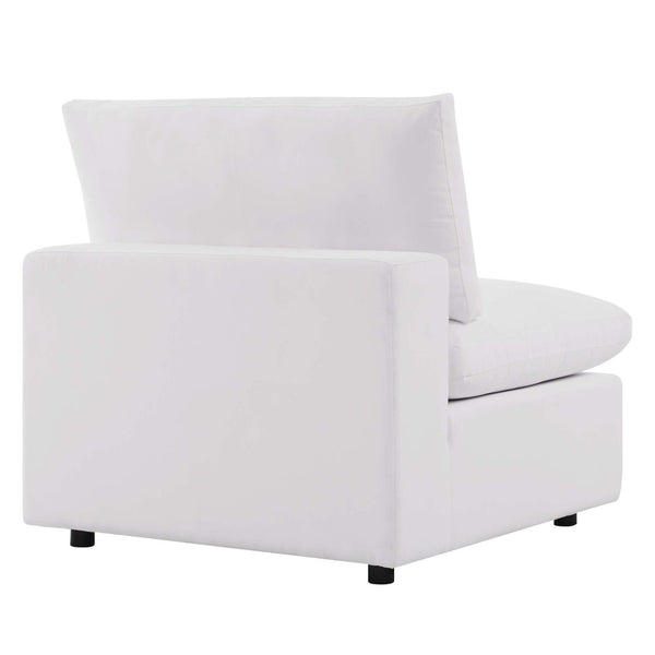 Modway Furniture Commix Overstuffed Outdoor Patio Armless Chair for Ultimate Comfort and Stylish Relaxation Anywhere White EEI-4902-WHI