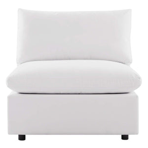 Modway Furniture Commix Overstuffed Outdoor Patio Armless Chair for Ultimate Comfort and Stylish Relaxation Anywhere White EEI-4902-WHI