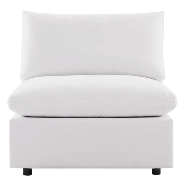 Modway Furniture Commix Overstuffed Outdoor Patio Armless Chair for Ultimate Comfort and Stylish Relaxation Anywhere White EEI-4902-WHI