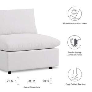 Modway Furniture Commix Overstuffed Outdoor Patio Armless Chair for Ultimate Comfort and Stylish Relaxation Anywhere White EEI-4902-WHI