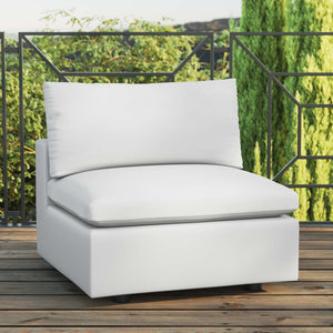 Modway Furniture Commix Overstuffed Outdoor Patio Armless Chair for Ultimate Comfort and Stylish Relaxation Anywhere White EEI-4902-WHI