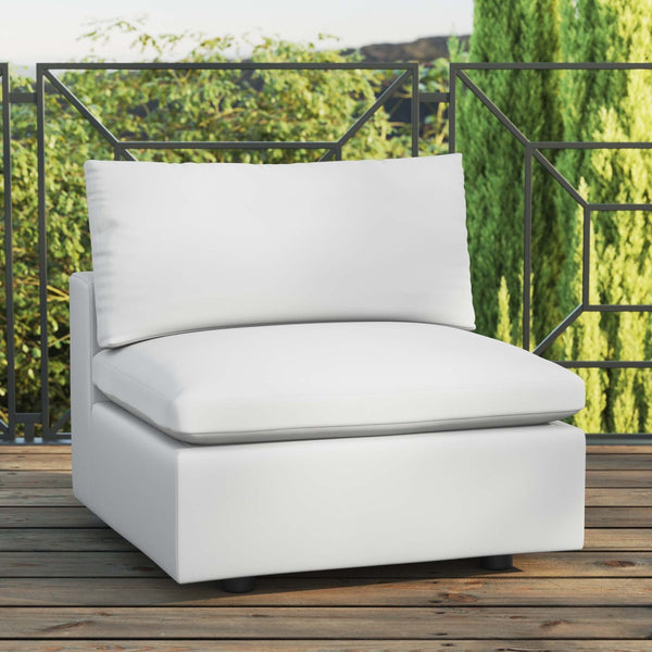 Modway Furniture Commix Overstuffed Outdoor Patio Armless Chair for Ultimate Comfort and Stylish Relaxation Anywhere White EEI-4902-WHI