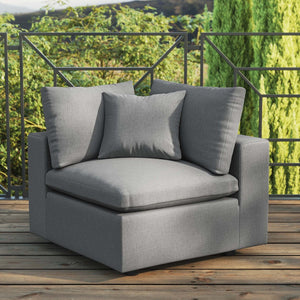 Modway Furniture Commix Overstuffed Outdoor Patio Corner Chair - Plush Comfort & Weather-Resistant Design for Relaxation Charcoal EEI-4904-CHA
