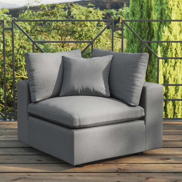 Modway Furniture Commix Overstuffed Outdoor Patio Corner Chair - Plush Comfort & Weather-Resistant Design for Relaxation Charcoal EEI-4904-CHA