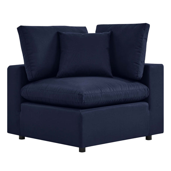Modway Furniture Commix Overstuffed Outdoor Patio Corner Chair - Plush Comfort & Weather-Resistant Design for Relaxation Navy EEI-4904-NAV