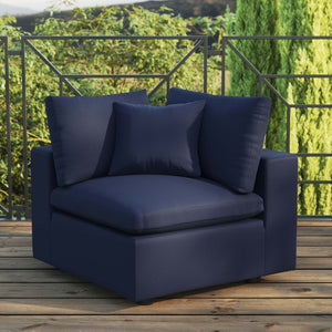 Modway Furniture Commix Overstuffed Outdoor Patio Corner Chair - Plush Comfort & Weather-Resistant Design for Relaxation Navy EEI-4904-NAV