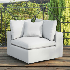 Modway Furniture Commix Overstuffed Outdoor Patio Corner Chair - Plush Comfort & Weather-Resistant Design for Relaxation White EEI-4904-WHI