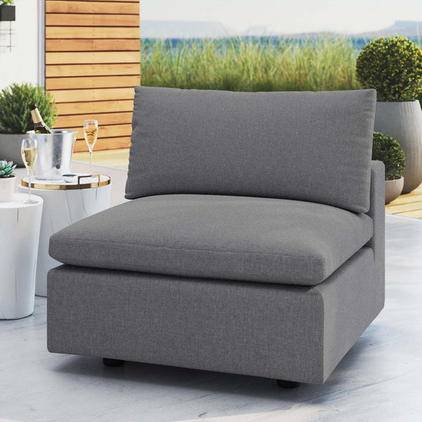 Modway Furniture Commix Sunbrella® Outdoor Armless Chair – Luxurious Comfort & Modern Design for Stylish Patios Gray EEI-4905-SLA
