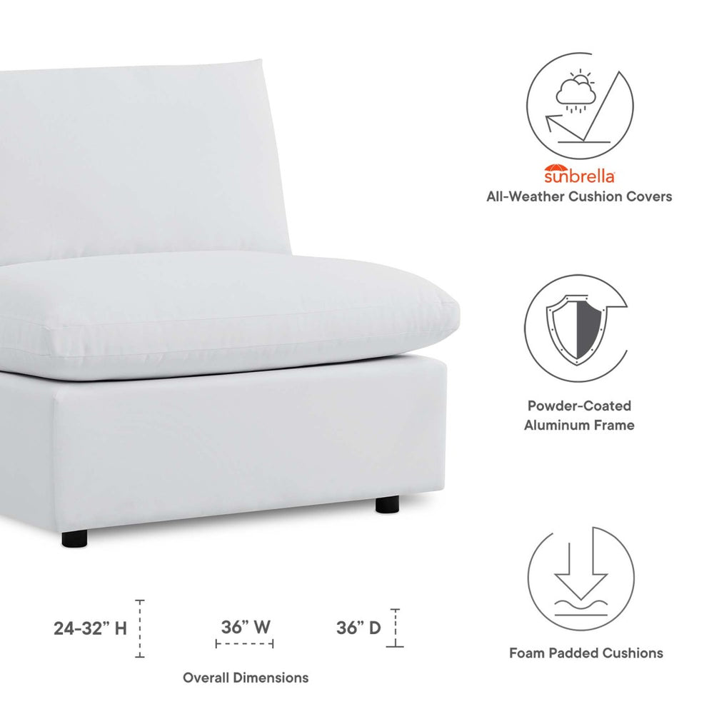 Modway Furniture Commix Sunbrella® Outdoor Armless Chair – Luxurious Comfort & Modern Design for Stylish Patios White EEI-4905-WHI