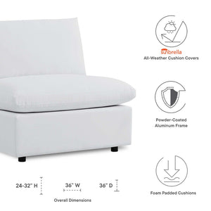 Modway Furniture Commix Sunbrella® Outdoor Armless Chair – Luxurious Comfort & Modern Design for Stylish Patios White EEI-4905-WHI