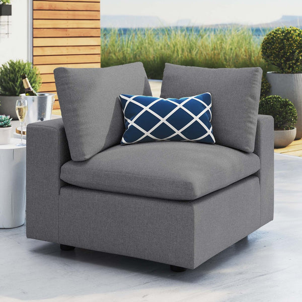 Modway Furniture Commix Sunbrella® Outdoor Corner Chair - Stylish, Weather-Resistant Seating for Patios & Poolsides Gray EEI-4907-SLA