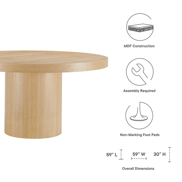 Modway Furniture Gratify 60" Round Dining Table - Contemporary Style for Memorable Gatherings and Everyday Use Oak EEI-4911-OAK